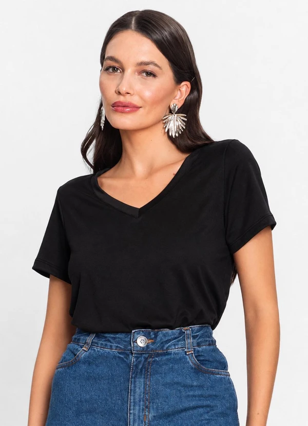 Rovitex - Blusa Verão Feminino em Malha Delicate Preto