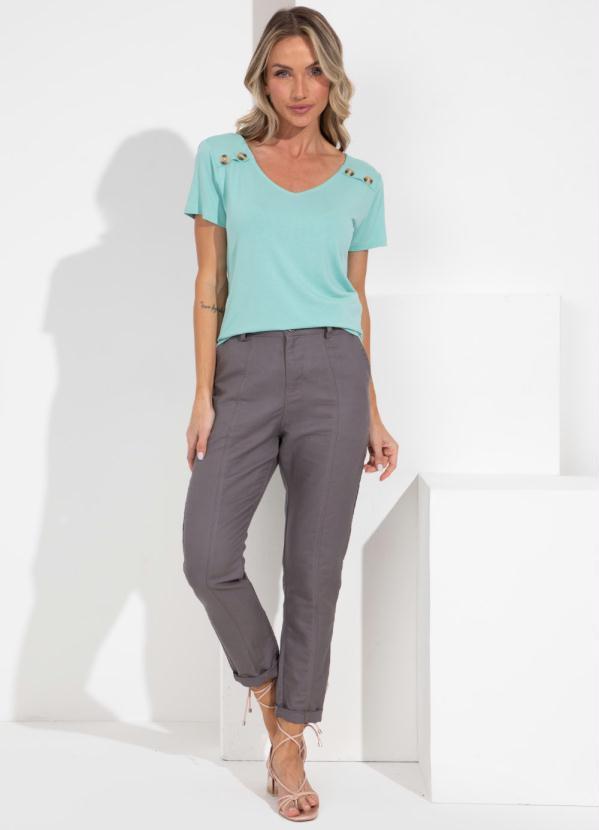 Quintess - Blusa Verde Água com Detalhe em Botões 3