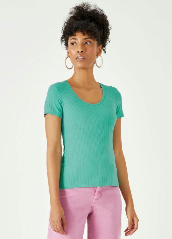 Malwee - Blusa Verde Água Feminina Canelada