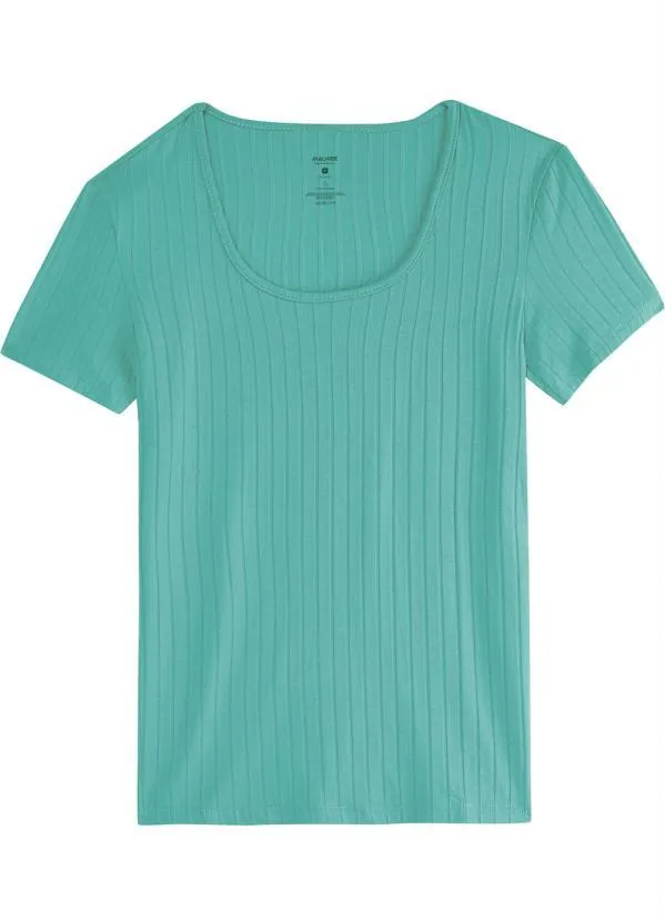 Blusa Verde Água Feminina Canelada Malwee