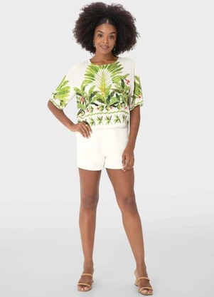 Malwee - Blusa Verde Box Tropical em Viscose - MALWEE