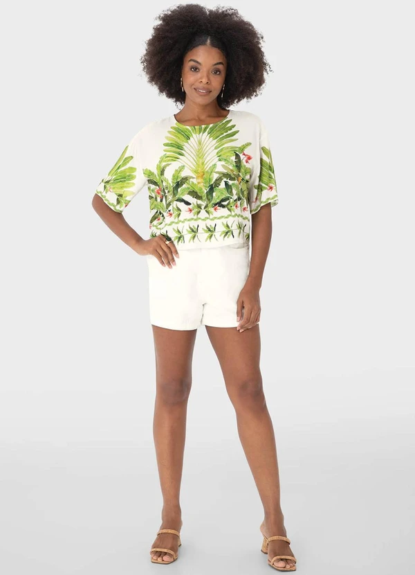 Malwee - Blusa Verde Box Tropical em Viscose 2