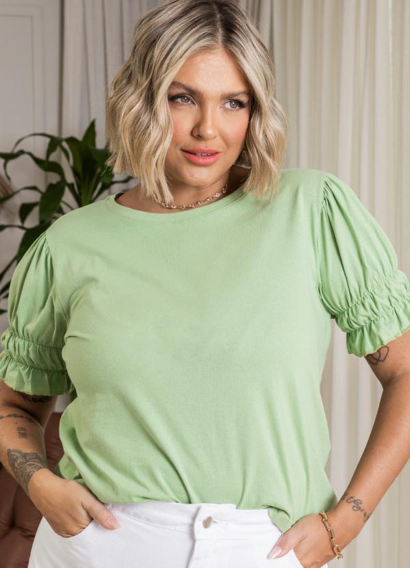 Quintess - Blusa Verde Claro com Elástico nas Mangas 5