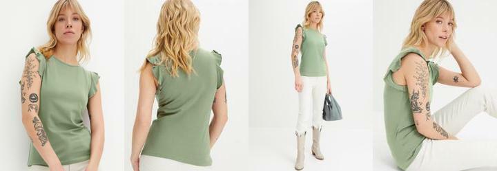 Blusa Verde Claro em Malha de Algodo Penteado