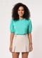 Quintess - Blusa Natureza Bege com Mangas Bufantes - variação: Verde Claro