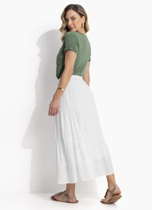 Quintess - Blusa Verde com Decote V e Bolso Frontal - QUINTESS