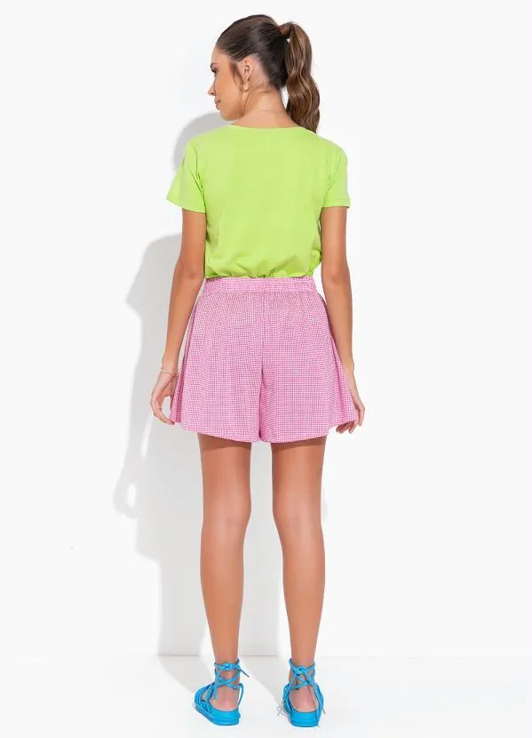 Moda Pop - Blusa Verde com Estampa Localizada e Manga Curta 5