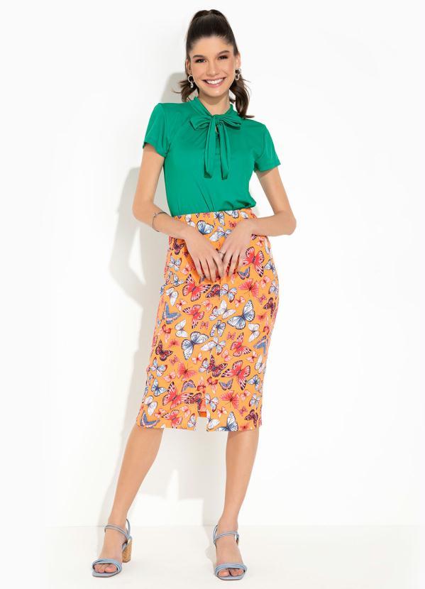 Rosalie - Blusa Verde com Gola Laço 4