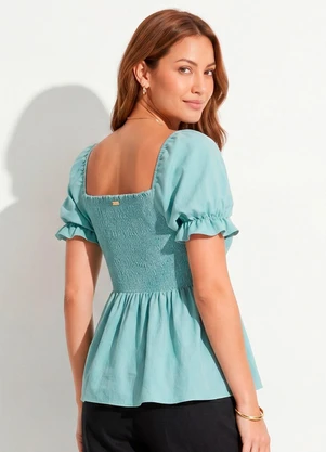 Quintess - Blusa Verde com Mangas Bufantes - QUINTESS