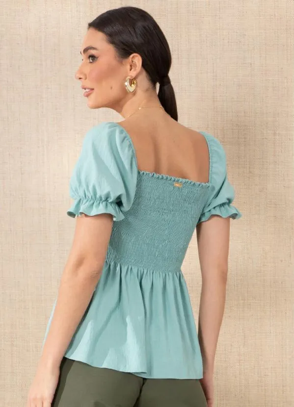 Quintess - Blusa Verde com Mangas Bufantes 2