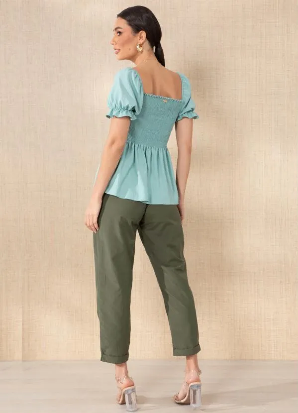 Quintess - Blusa Verde com Mangas Bufantes 4