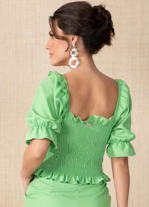 Quintess - Blusa Verde com Mangas Bufantes - QUINTESS