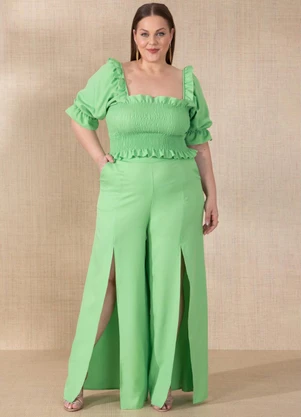 Quintess - Blusa Verde com Mangas Bufantes - QUINTESS