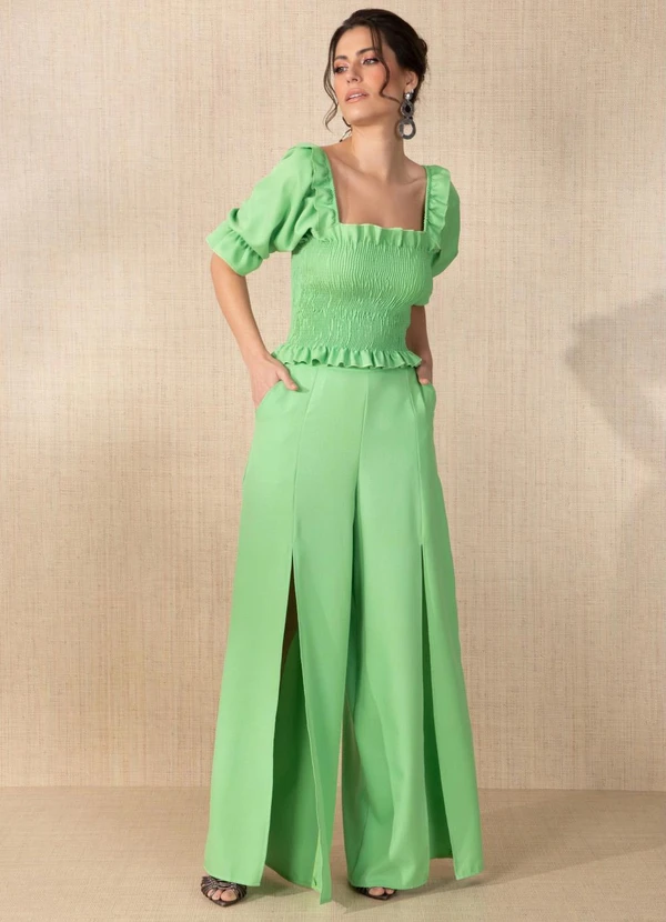 Quintess - Blusa Verde com Mangas Bufantes 3