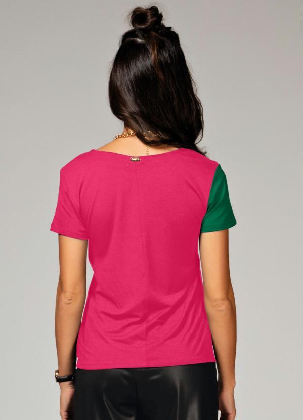 Quintess - Blusa Verde e Pink com Recorte Frontal 2