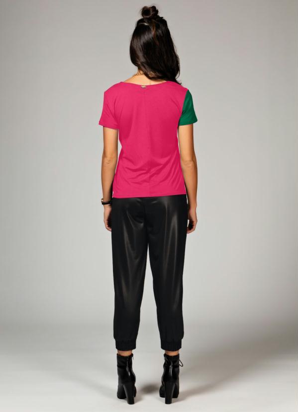 Quintess - Blusa Verde e Pink com Recorte Frontal 4