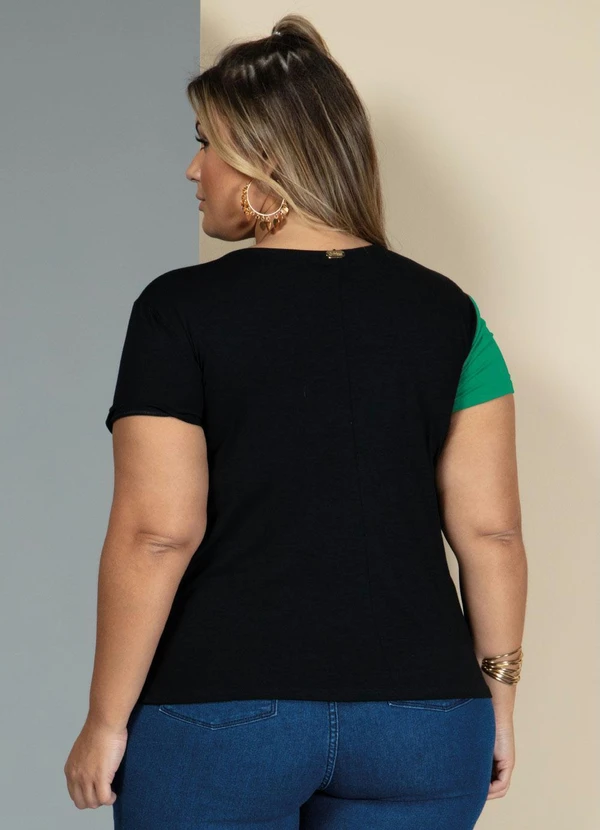 Quintess - Blusa Verde e Preto com Recorte Frontal 5