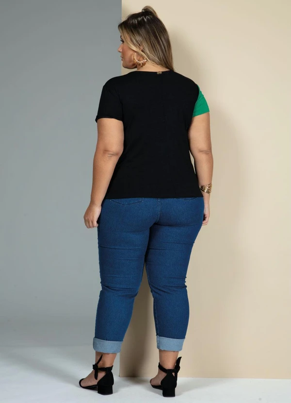 Quintess - Blusa Verde e Preto com Recorte Frontal 7