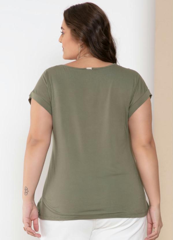 Quintess - Blusa Verde e Rosa com Recorte no Decote 7