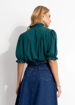 Quintess - Blusa Verde em Crepe de Poliéster - QUINTESS