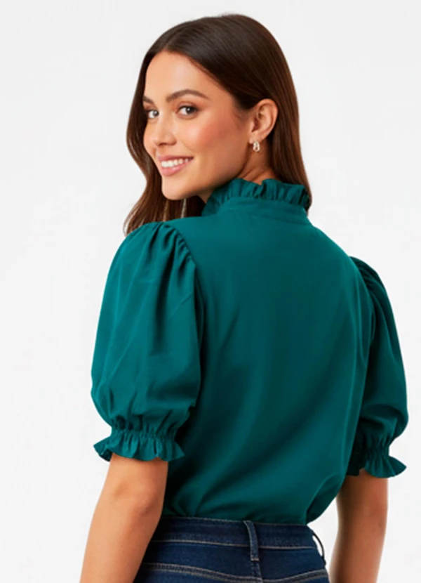 Quintess - Blusa Verde em Crepe de Poliéster 3