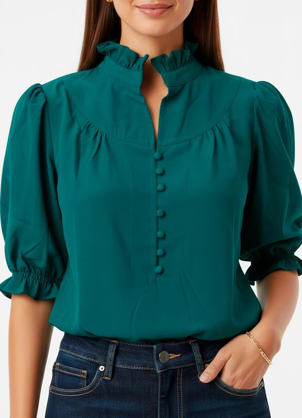 Quintess - Blusa Verde em Crepe de Poliéster 2