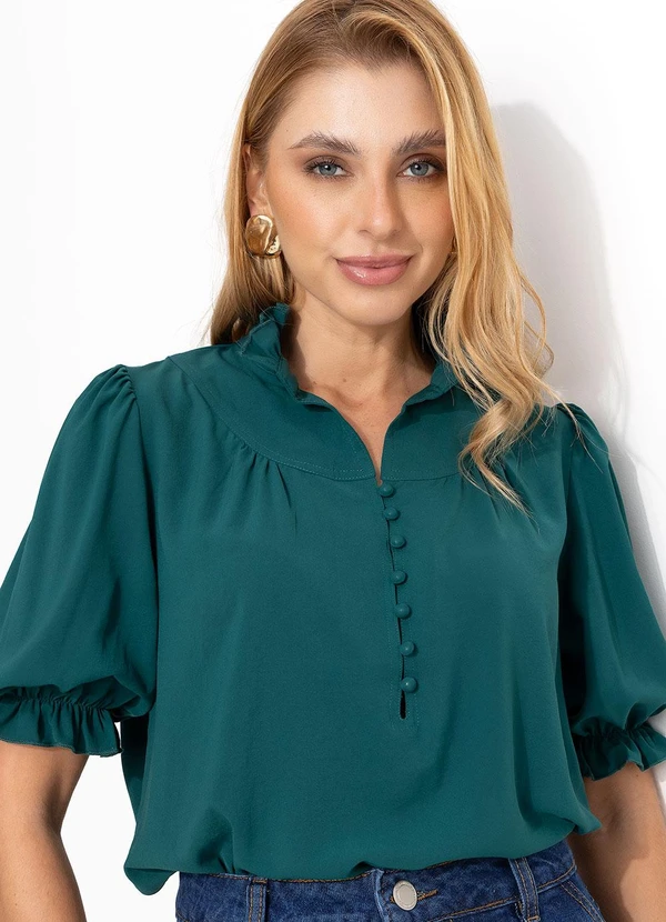 Quintess - Blusa Verde em Crepe de Poliéster 9