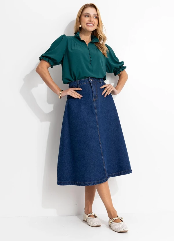 Quintess - Blusa Verde em Crepe de Poliéster 8