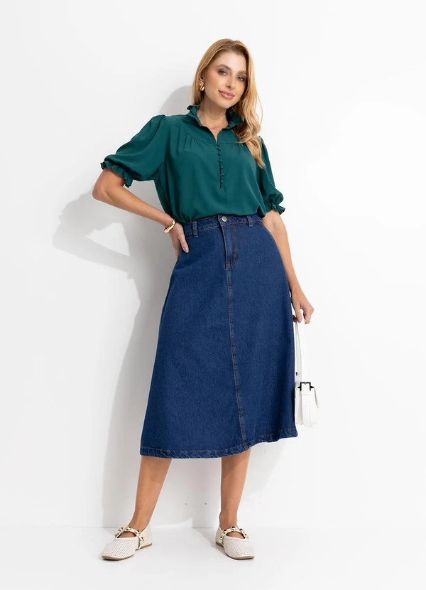 Quintess - Blusa Verde em Crepe de Poliéster 7