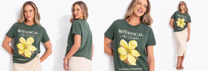 Blusa Verde em Malha de Algod�o Penteado
