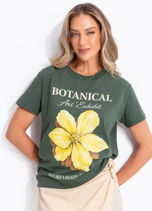 Quintess - Blusa Verde em Malha de Algodão Penteado - QUINTESS