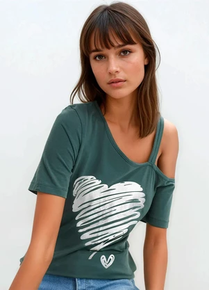 bonprix - Blusa Verde em Malha de Algodão - BONPRIX