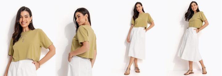 Blusa Verde em Malha de Algodo