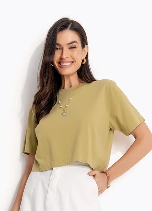 Quintess - Blusa Verde em Malha de Algodão - QUINTESS