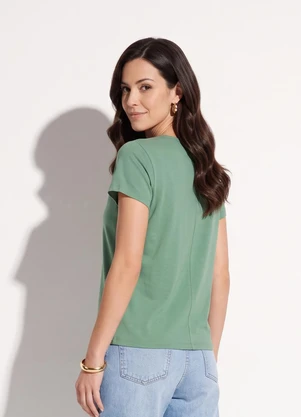 Quintess - Blusa Verde em Malha de Algodão - QUINTESS