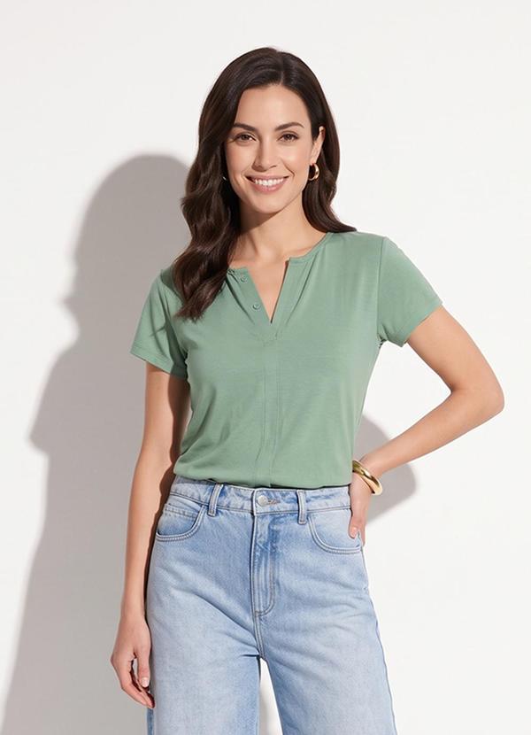 Blusa Verde em Malha de Algod�o