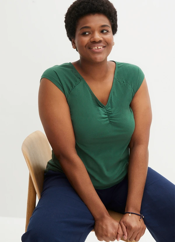 bonprix - Blusa Verde em Malha de Viscose 7