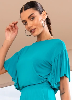 Quintess - Blusa Verde em Malha de Viscose - QUINTESS