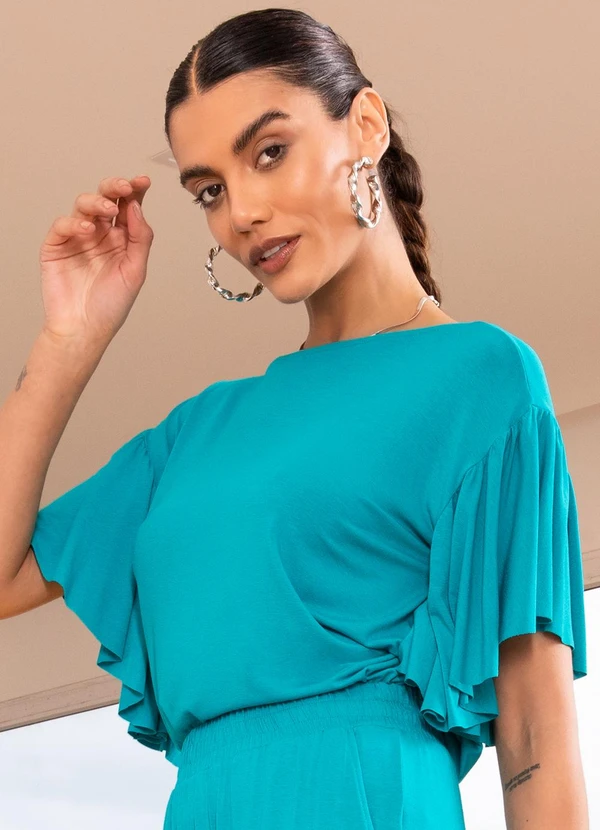 Quintess - Blusa Verde em Malha de Viscose
