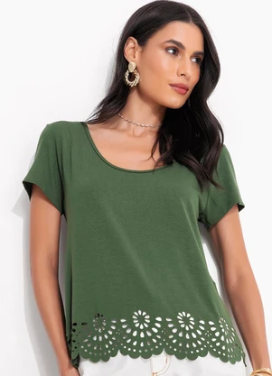 Quintess - Blusa Verde em Malha de Viscose - QUINTESS