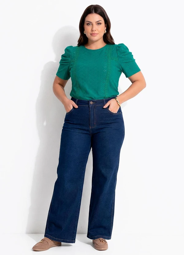 Quintess - Blusa Verde em Malha Laise