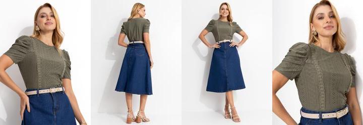 Blusa Verde em Malha Laise