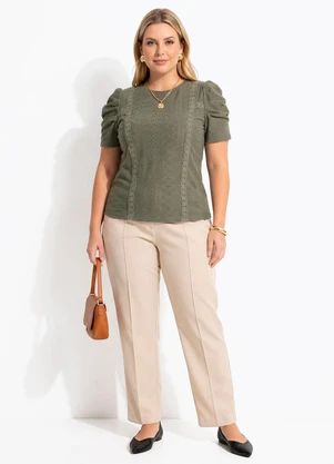 Quintess - Blusa Verde em Malha Laise - QUINTESS