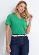 Blusa Verde em Malha Tric� Texturizada
