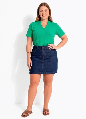 Quintess - Blusa Verde em Malha Tricô Texturizada - QUINTESS
