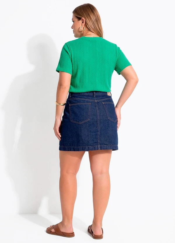 Quintess - Blusa Verde em Malha Tricô Texturizada