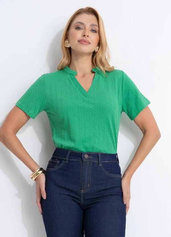 Quintess - Blusa Verde em Malha Tricô Texturizada 5