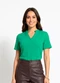 Quintess - Blusa Preta em Malha Tricô Texturizada - variação: Verde