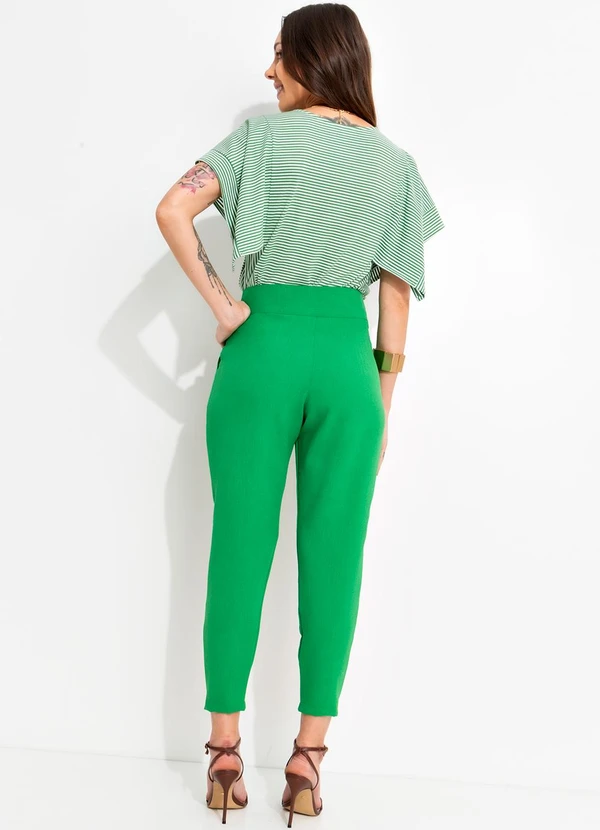 Bimini - Blusa Verde em Meia Malha Listrada 5