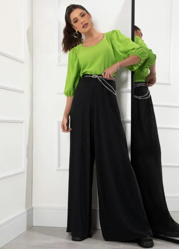 Quintess - Blusa Verde em Tecido Plano Texturizado 2